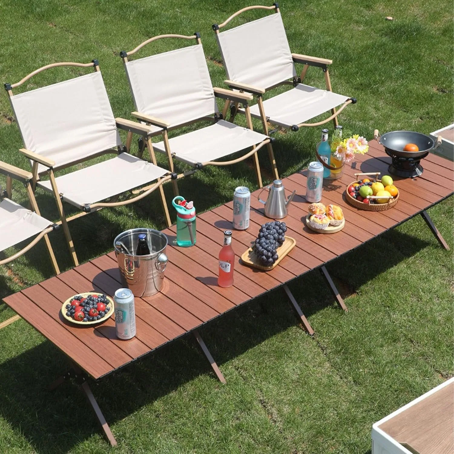 High-Carbon Steel Roll-up Picnic Table Camping Table Folding Table,Outdoor Resistant Perfect for Hiking, Fishing, Beach, Cooking,Garden BBQ,Travel Table