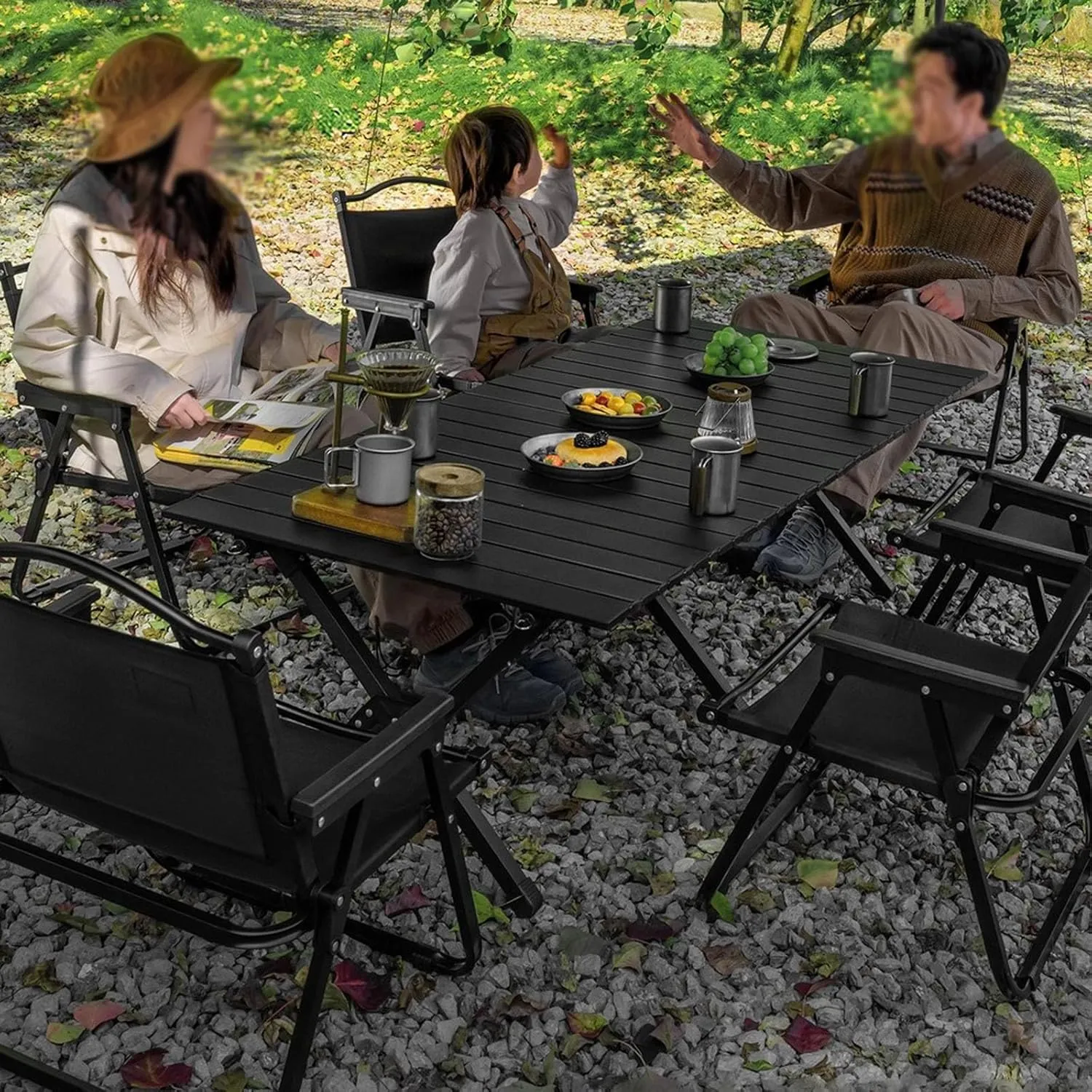 High-Carbon Steel Roll-up Picnic Table Camping Table Folding Table,Outdoor Resistant Perfect for Hiking, Fishing, Beach, Cooking,Garden BBQ,Travel Table