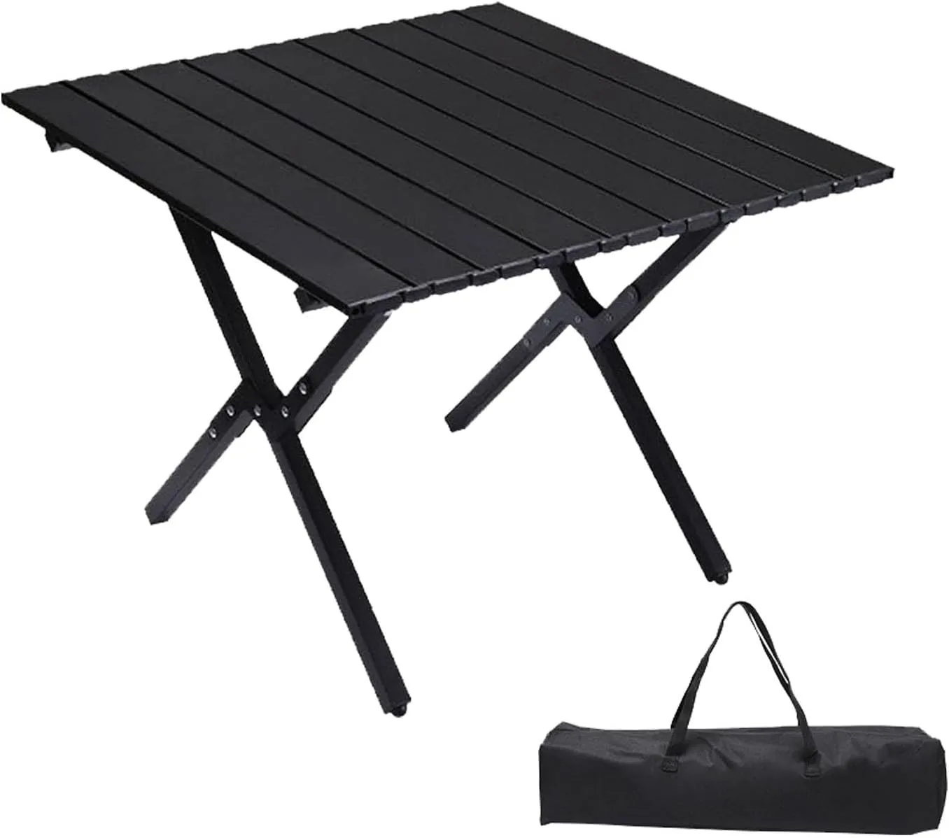 High-Carbon Steel Roll Up Picnic Table Folding Camping Table with Carry Bag Outdoor Indoor Use for BBQ, Picnic, Garden Parties, Foldable Portable Design.