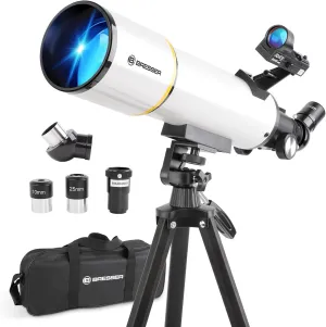High Powered Telescope for Adults - 80mm Aperture, 500mm Fully Mult-Coated Refracting & Red Dot Star Finder System, with All Metal Tripod/Phone Adapter/Bag