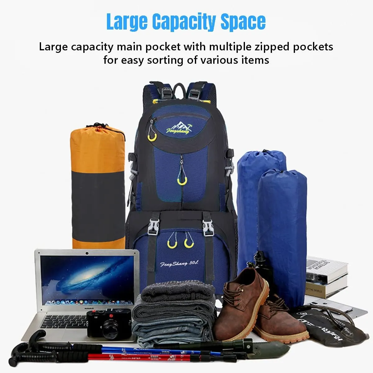Hiking Backpack 50L Climbing Camping Backpack Large Rucksack for Trekking Travel Outdoor Sport