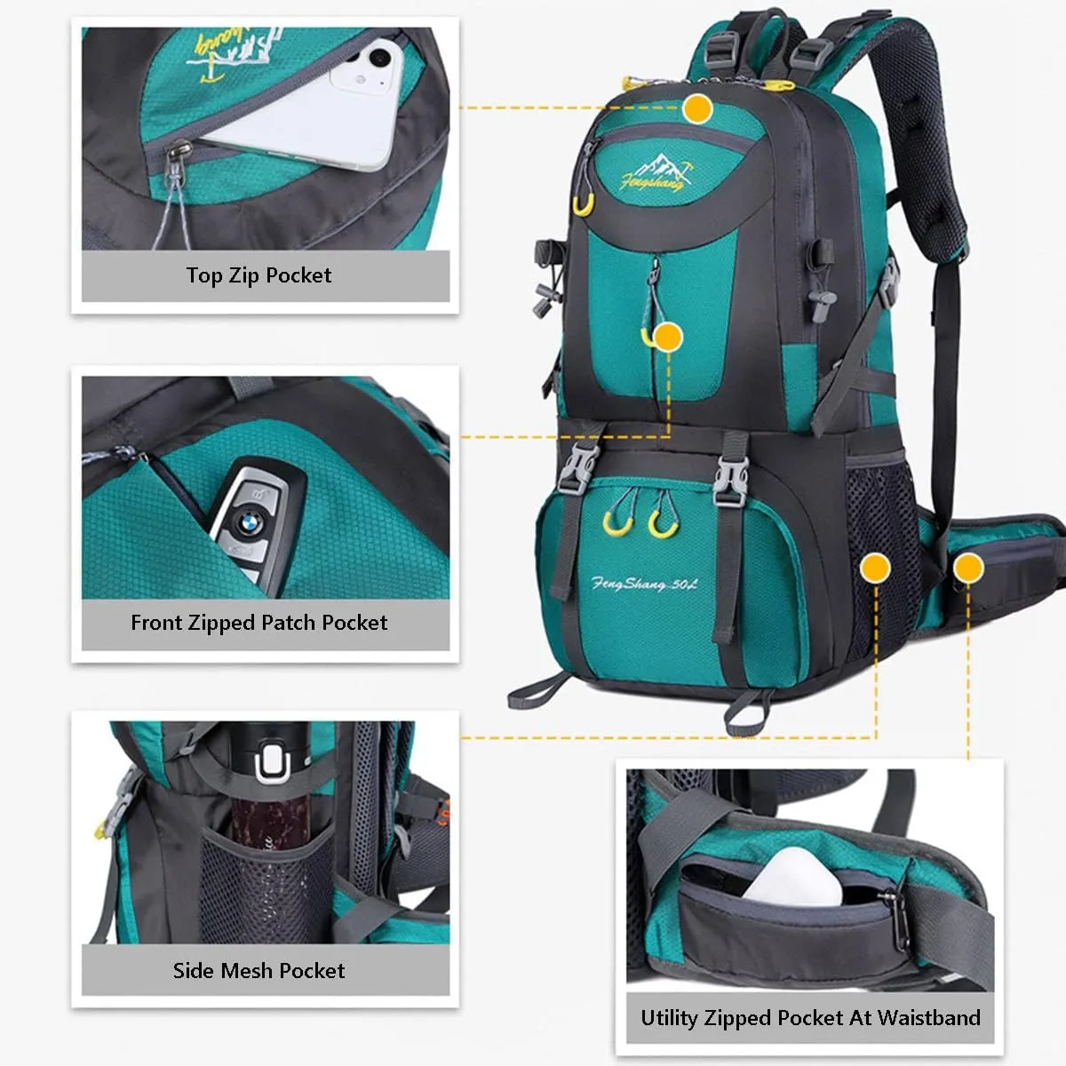Hiking Backpack 50L Climbing Camping Backpack Large Rucksack for Trekking Travel Outdoor Sport