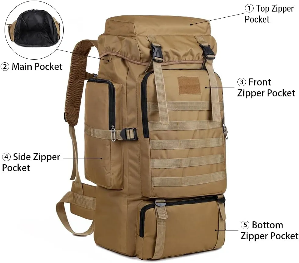 Hiking Backpack Large Capacity Outdoor Camping Rucksack Canvas Trekking Backpack