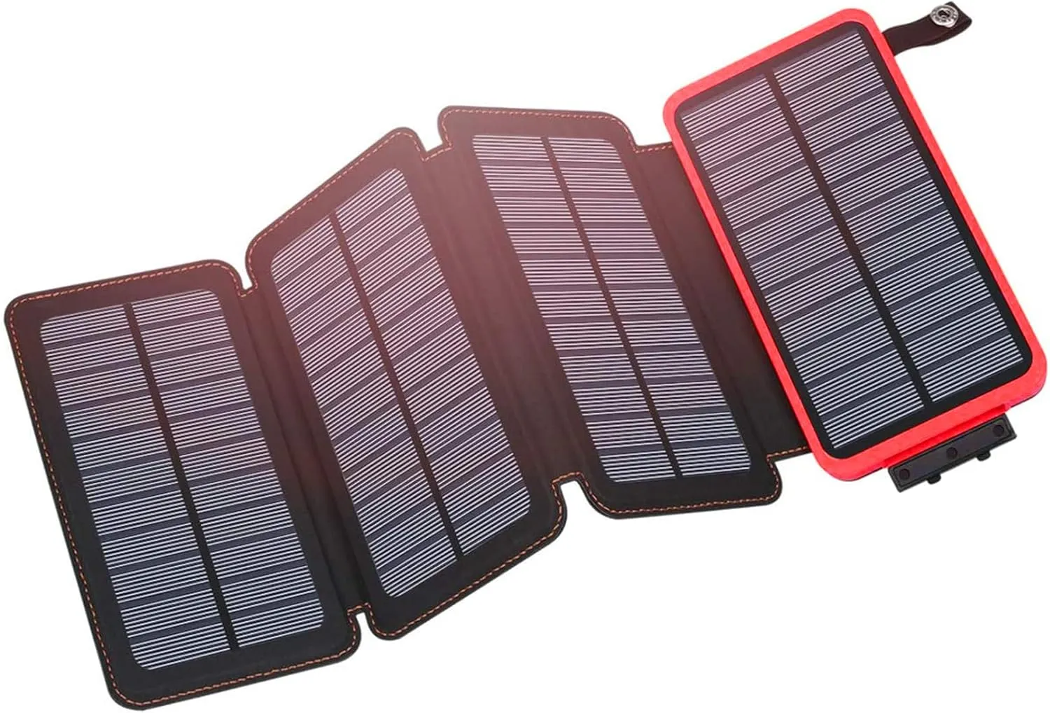 Hiluckey Solar Charger 25000mAh, Outdoor USB C Portable Power Bank with 4 Solar Panels, 3A Fast Charge External Battery Pack with 3 USB Outputs Compatible with Smartphones, Tablets, etc. (Red)