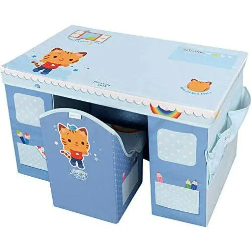 Home Canvas Storage Table and Chair Set for Childrens | Durable and Lightweight Planning Desk for Kids - Blue