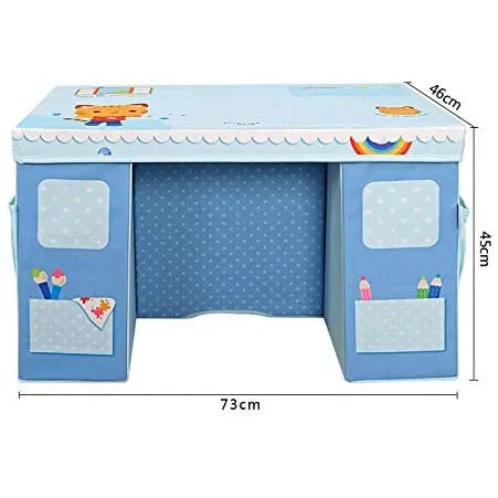 Home Canvas Storage Table and Chair Set for Childrens | Durable and Lightweight Planning Desk for Kids - Blue