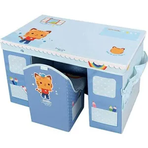 Home Canvas Storage Table and Chair Set for Childrens | Durable and Lightweight Planning Desk for Kids - Blue
