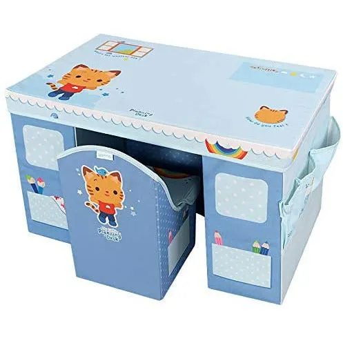 Home Canvas Storage Table and Chair Set for Childrens | Durable and Lightweight Planning Desk for Kids - Blue