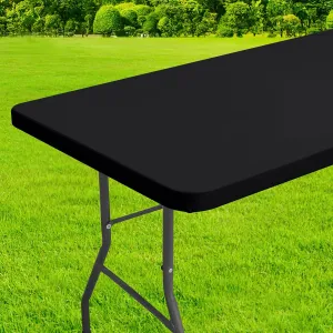 homing Rectangle Table Cloth Cover, Waterproof Polyester Elastic Fitted Tablecloth, Fits for 6 Foot Folding Tables, Washable Table Protector for Picnic, Camping, Outdoor (Black, 36" x 72")