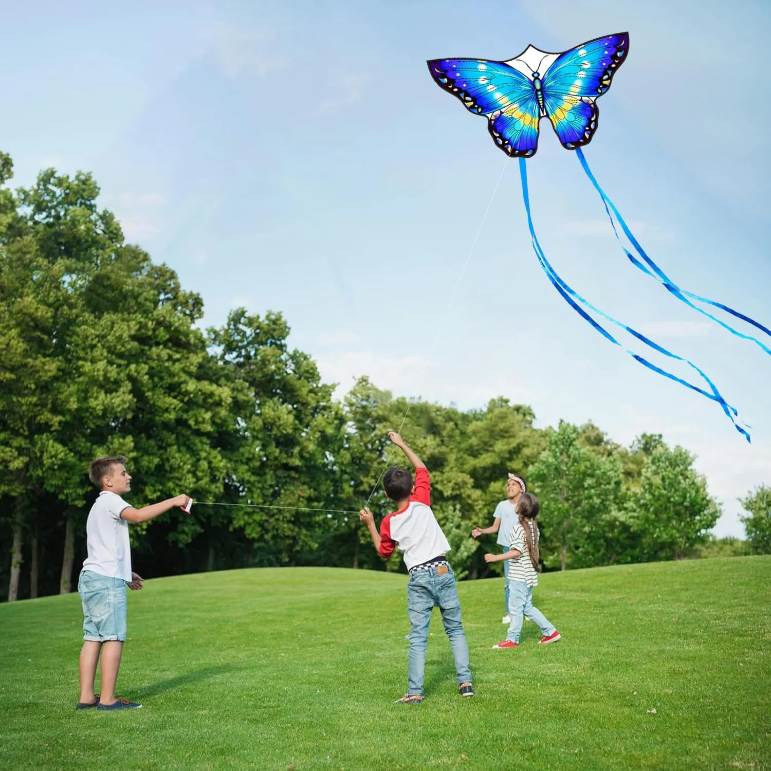 HONBO Butterfly Kites for Kids & Adults,55" x 28" Large Beginner Kite for Kids Ages 4-8,Easy to Fly for Beginners, Each Kite with 300ft Line Handle,Beach Kites for Outdoor Activities & Family Trip