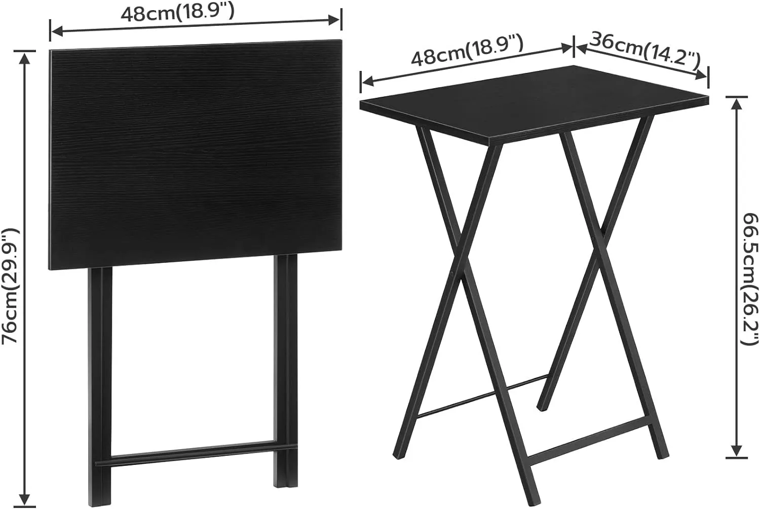 HOOBRO Folding TV Tray Table, Stable Snack Table for Small Space, Portable Sofa Side Table, Easy Assembly and Storage, Ideal for Snacks and Meals in Living Room, Black BK15BZ01