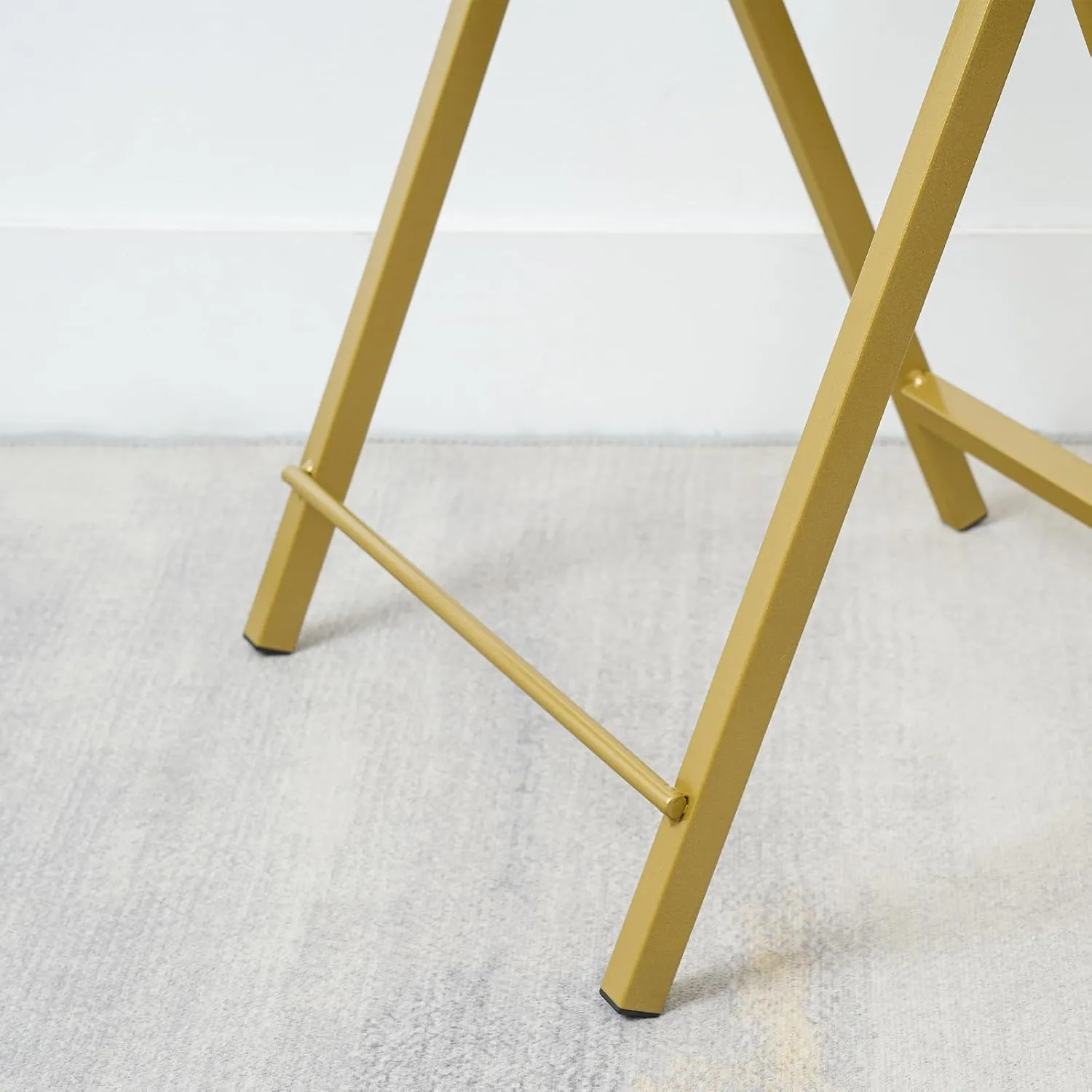 HOOBRO Folding TV Tray Tables, Set of 2 Stable Snack Table for Small Space, Portable Sofa Side Table, Easy Assembly and Storage, Ideal for Snacks and Meals in Living Room, Marble and Gold DM25BZ01