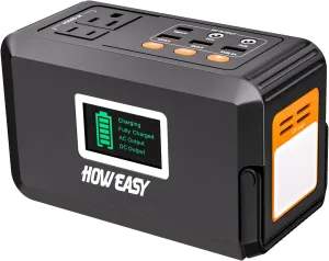 HOWEASY 120W Portable Power Bank, 24000mAh Portable Laptop Charger Battery Backup with 2 110V AC Outlets/ 3 DC Ports/2 USB QC3.0/LED Light for CPAP Outdoor Camping Travel Home Hurricane Emergency