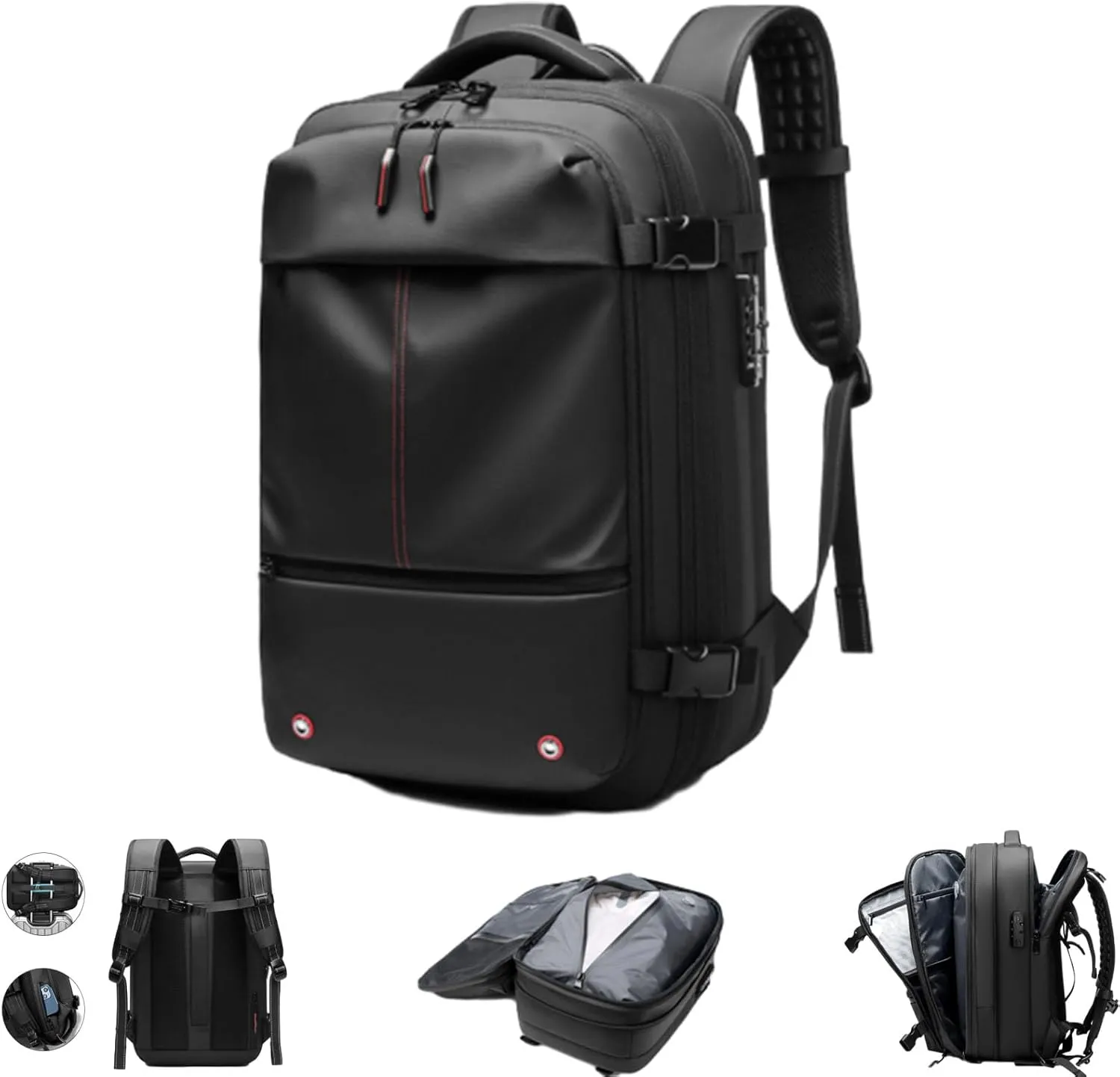 Hrtesus Alepeak Vacuum Backpack, Vacpack Backpack, 60L Expandable Backpack with Vacuum Compression, Large-capacity Backpack (Black)