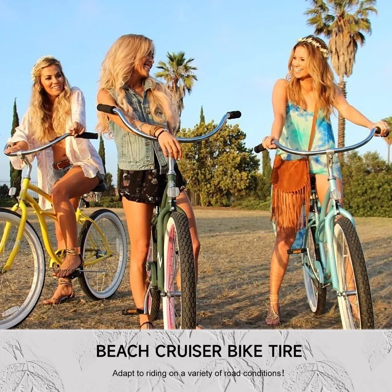 Hycline 2 Pack Bike Tire,24/26x2.125 Inch Folding Replacement Tire for Beach Cruiser Bicycle