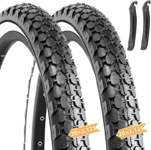Hycline 2 Pack Bike Tire,24/26x2.125 Inch Folding Replacement Tire for Beach Cruiser Bicycle