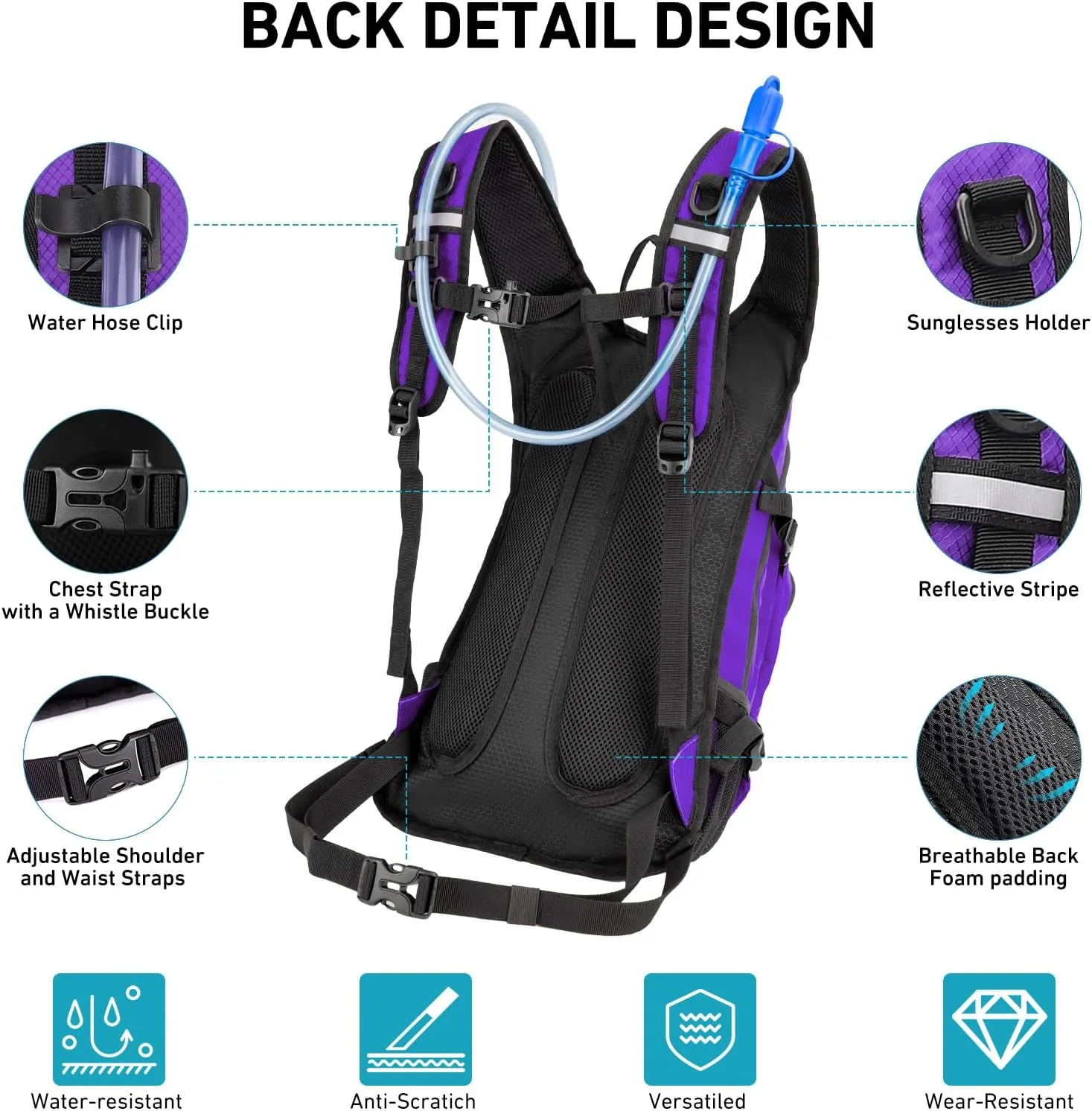 Hydration Backpack 20L with Water Bladder 2L, Large Storage Hiking Daypack for Men Women, Lightweight Insulation Water Backpack for Biking, Running, Skiing, Trekking, Camping