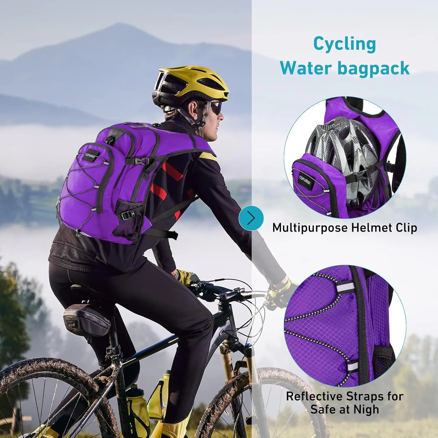 Hydration Backpack 20L with Water Bladder 2L, Large Storage Hiking Daypack for Men Women, Lightweight Insulation Water Backpack for Biking, Running, Skiing, Trekking, Camping