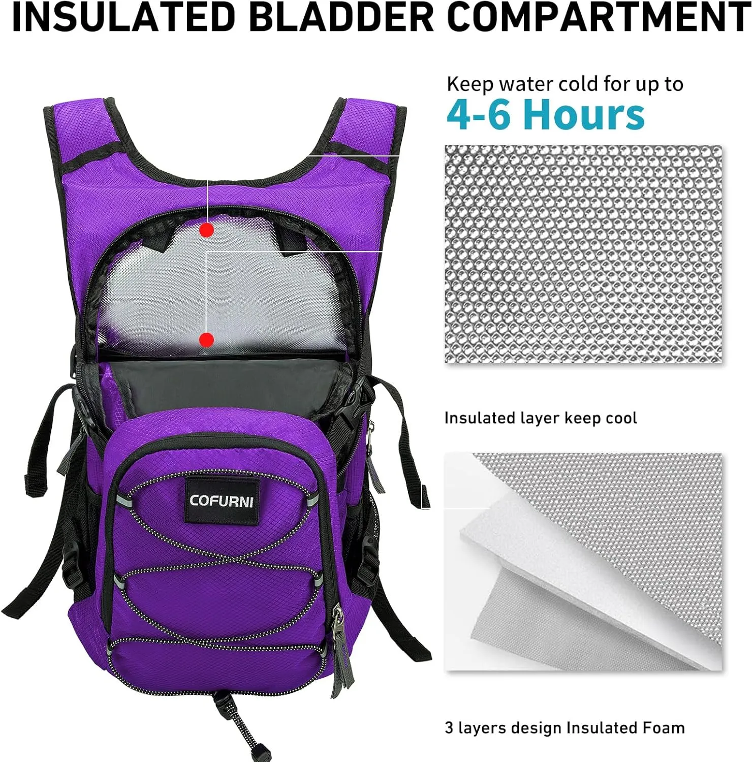 Hydration Backpack 20L with Water Bladder 2L, Large Storage Hiking Daypack for Men Women, Lightweight Insulation Water Backpack for Biking, Running, Skiing, Trekking, Camping