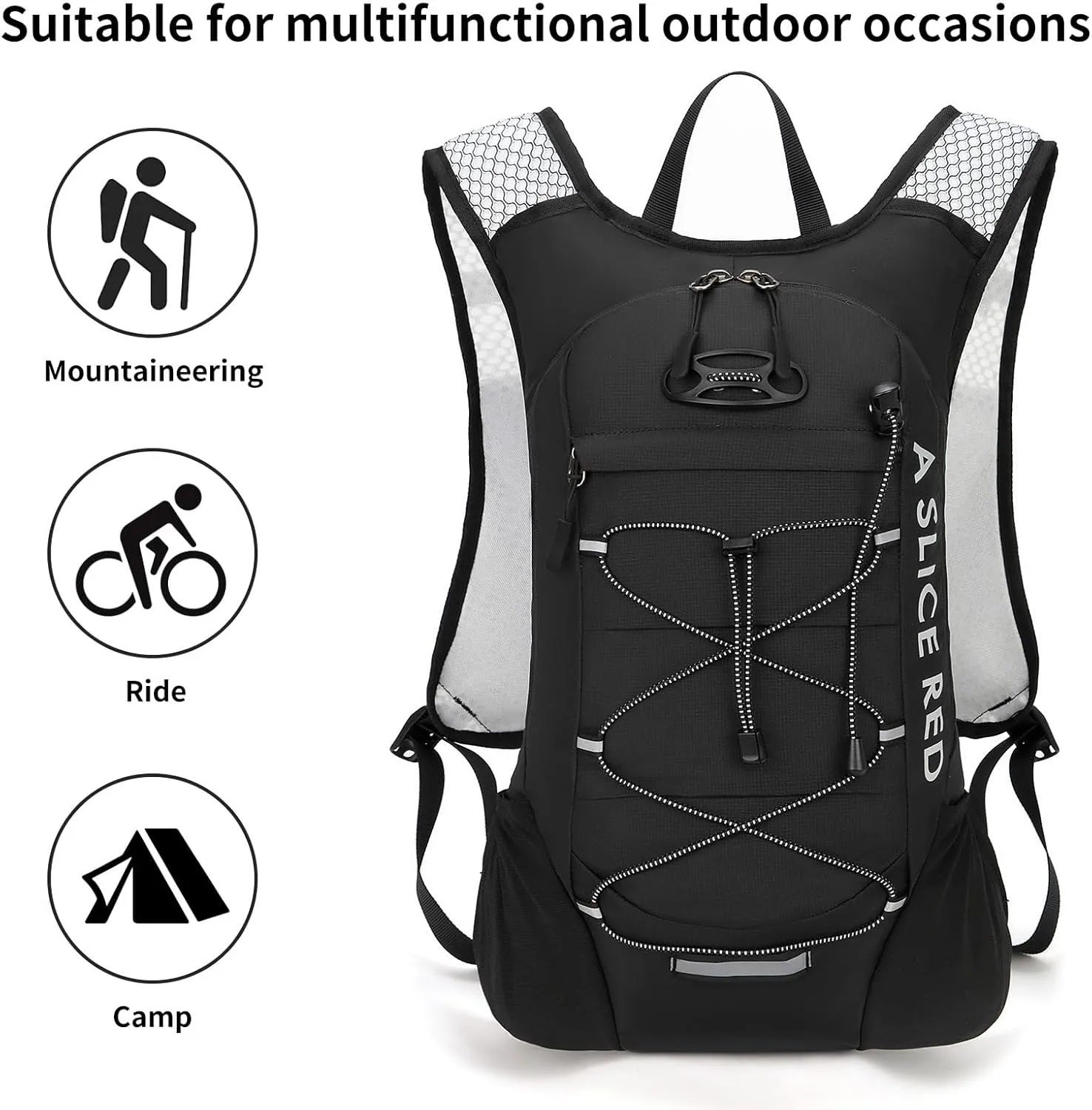 Hydration Backpack, Running Water Backpack with 2L Bladder, Hydro Water Daypack for Men Women Cycling Hiking Rave
