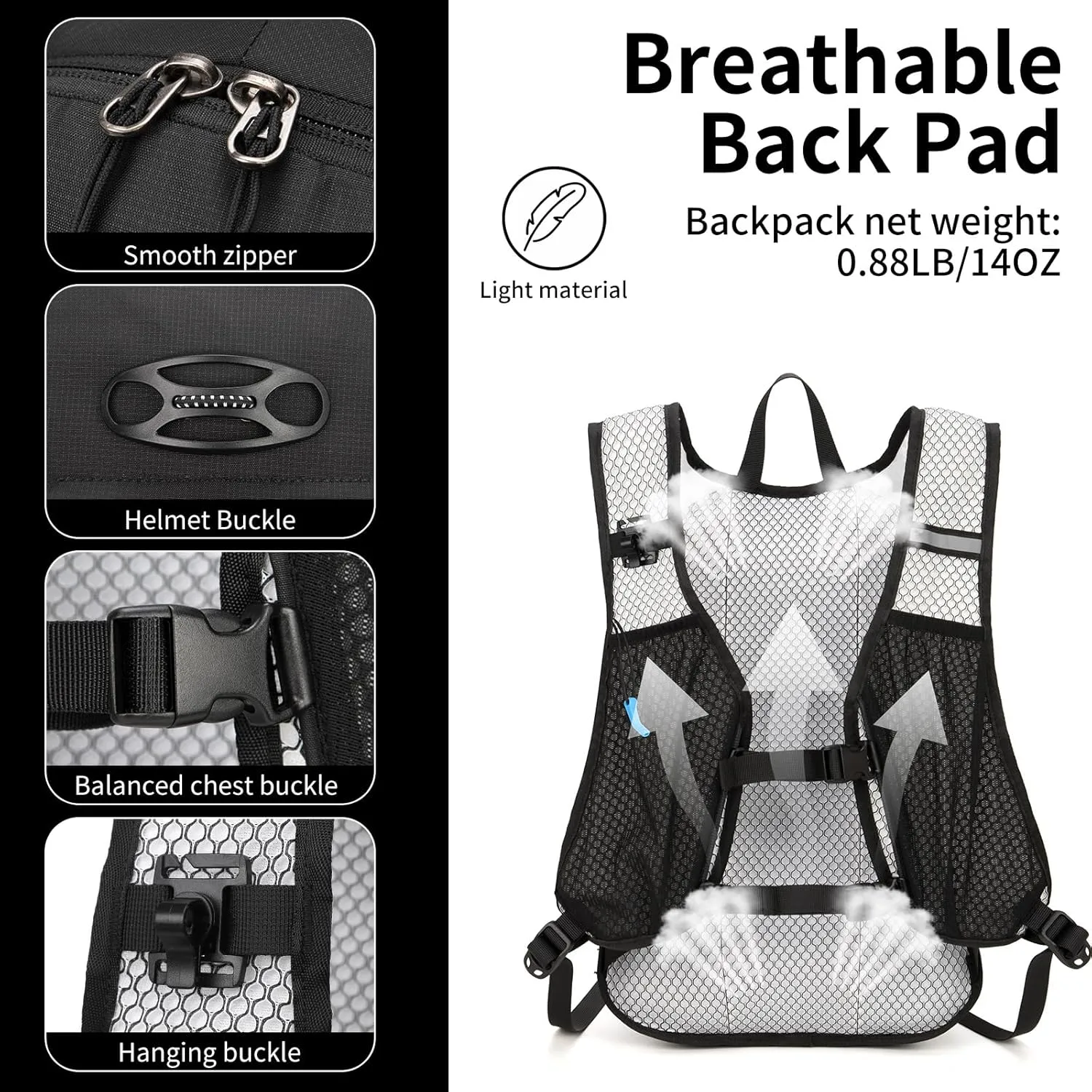 Hydration Backpack, Running Water Backpack with 2L Bladder, Hydro Water Daypack for Men Women Cycling Hiking Rave