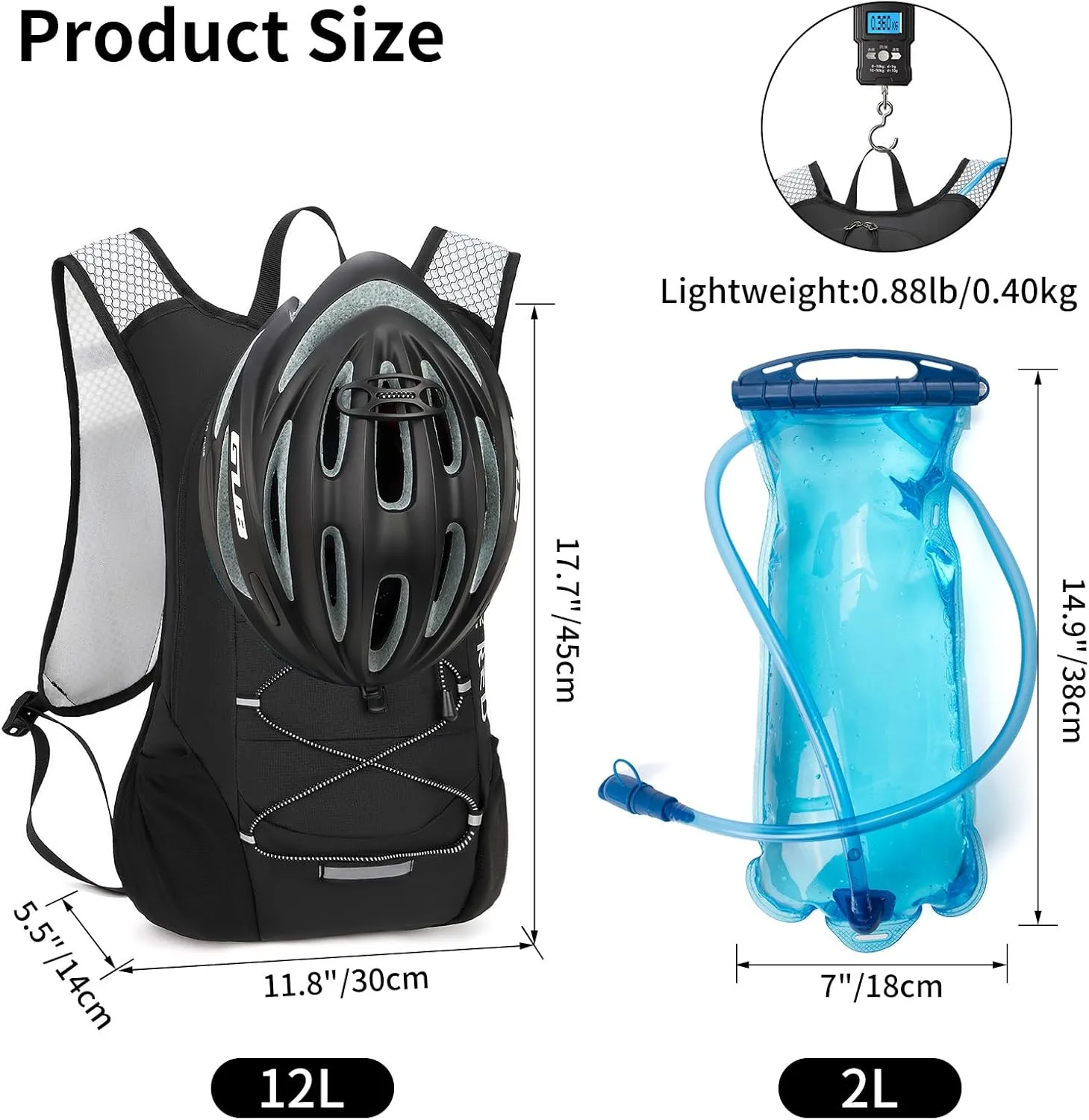 Hydration Backpack, Running Water Backpack with 2L Bladder, Hydro Water Daypack for Men Women Cycling Hiking Rave