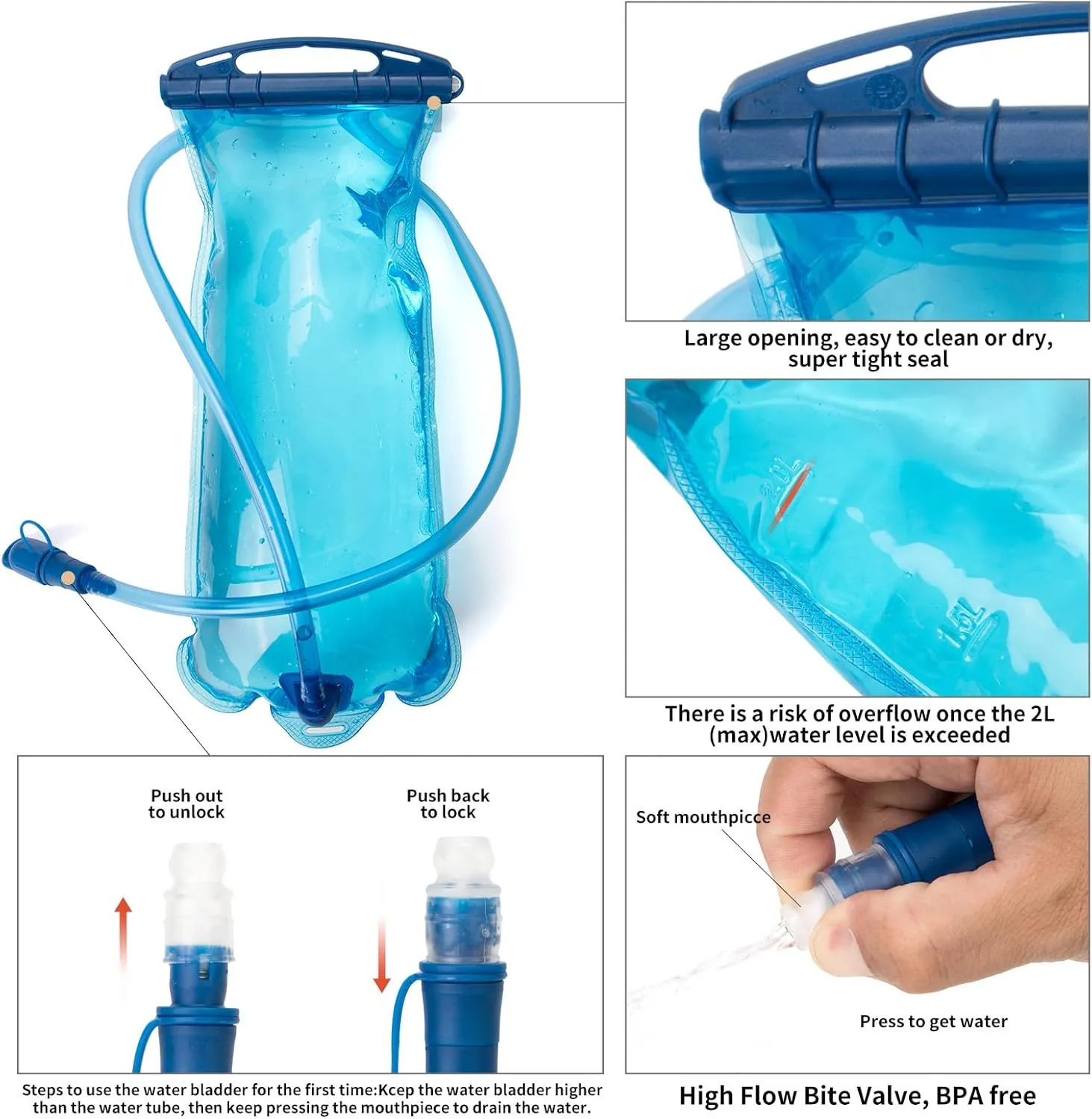 Hydration Backpack, Running Water Backpack with 2L Bladder, Hydro Water Daypack for Men Women Cycling Hiking Rave