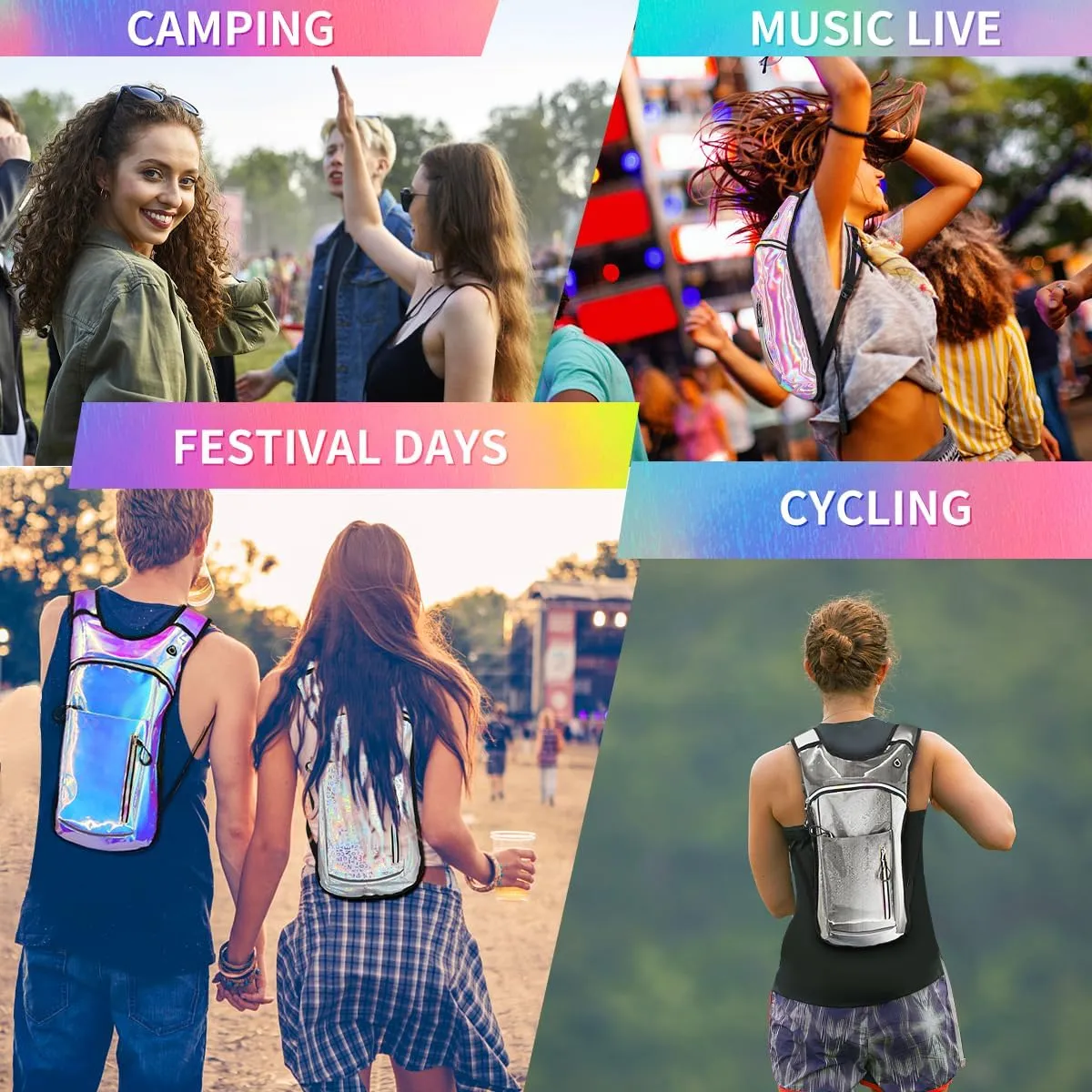 Hydration Backpack with 2L Water Bladder, Raves Water Backpack, Lightweight Insulation Hydration Pack for Men and Women, Suitable for Music Festivals, Raves, Hiking, Activities