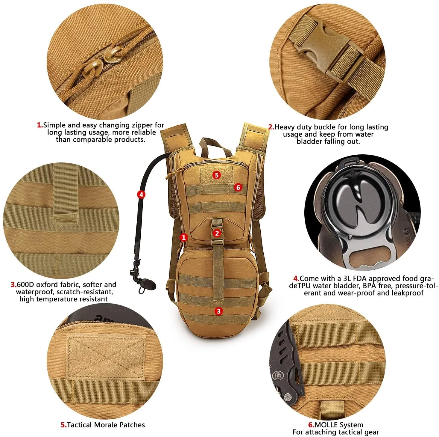 Hydration Backpack with 3L Water Bladder Bundle for Outdoor Adventures