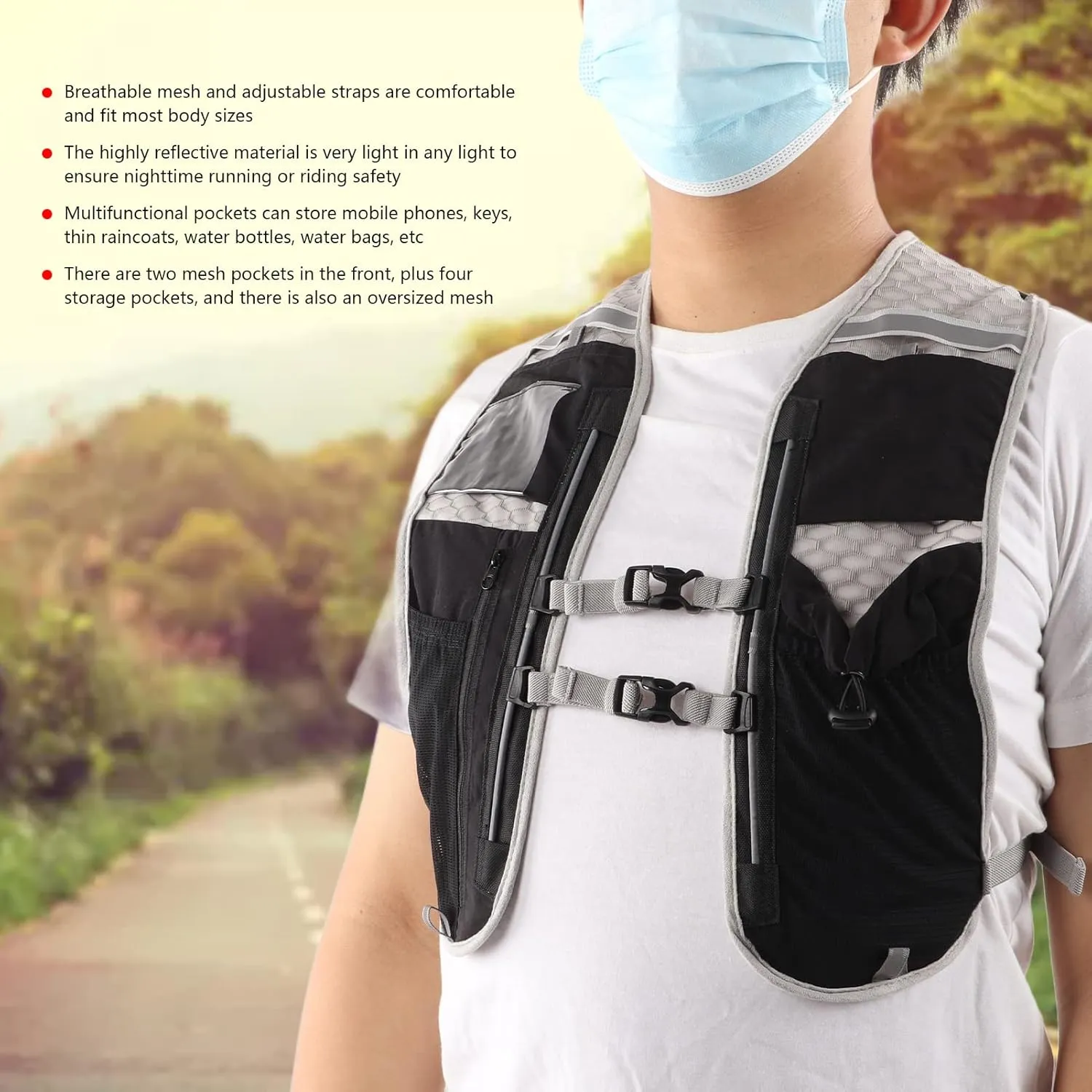Hydration Vest Backpack, Running Vest for Women Men Hydration Vest Breathable Mesh Running Backpack