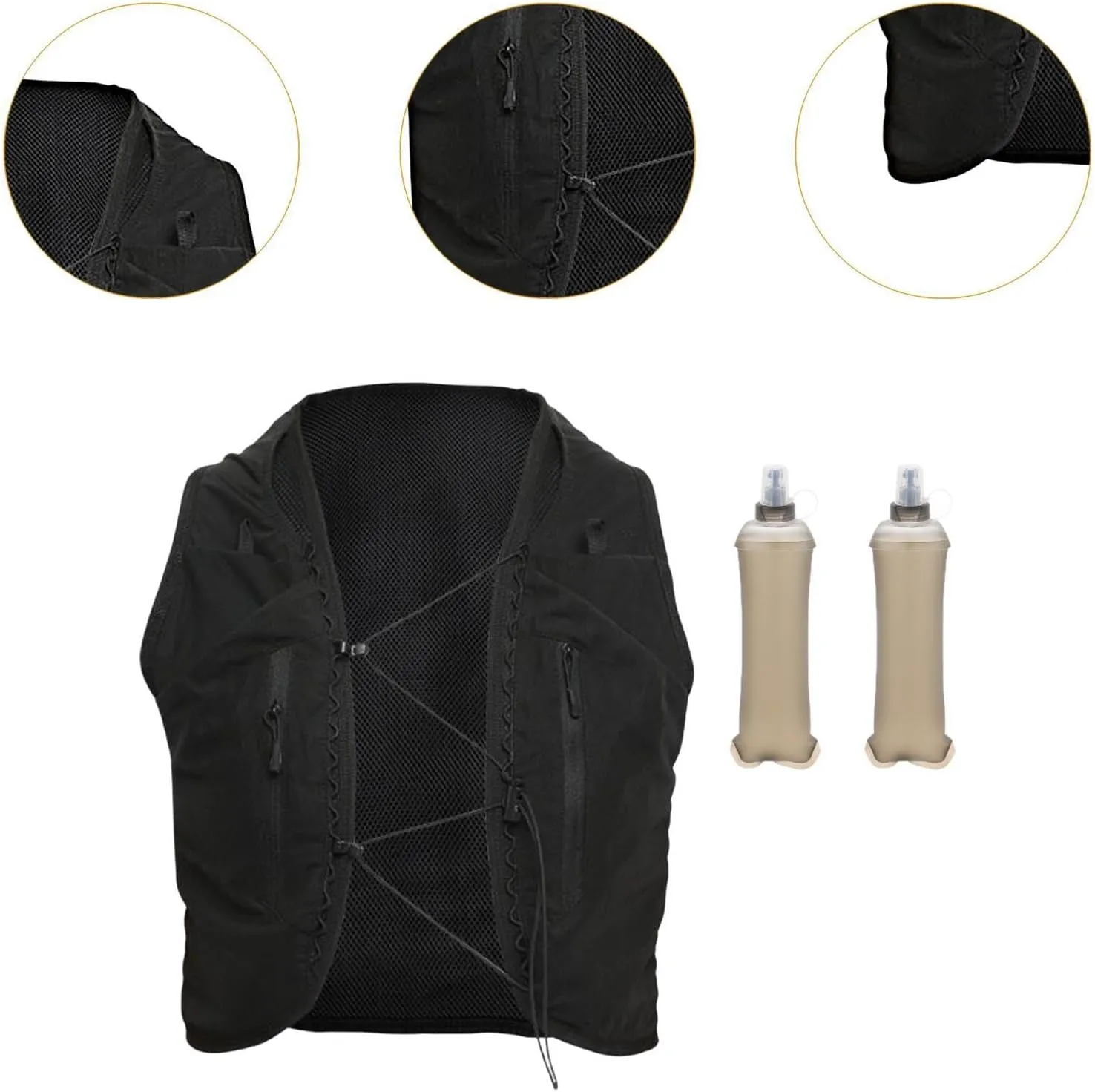Hydration Vest Hydration Pack with 2X Water Bottles Lightweight Outdoor Sport Bag Rucksack Water Pack for Race Trail
