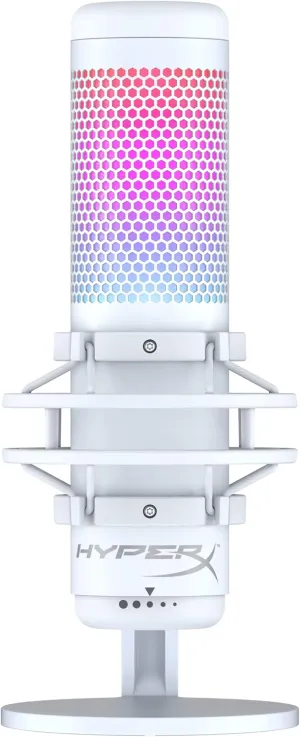 HyperX QuadCast S – RGB USB Condenser Microphone for PC, PS5, Mac, Anti-Vibration Shock Mount, 4 Polar Patterns, Pop Filter, Gain Control, Gaming, Streaming, Podcasts, Twitch, YouTube, Discord – White