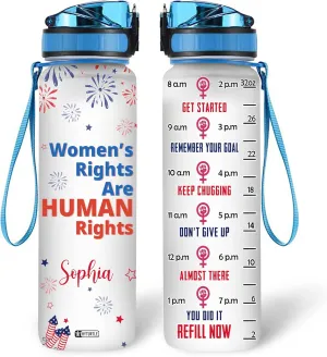 Hyturtle Personalized Feminist Women's Rights Are Human Rights Firework 32oz Liter Motivational Water Bottle, Customized Name With Time Marker, Gifts For Empowered Women Mom On Birthday, 4th Of July