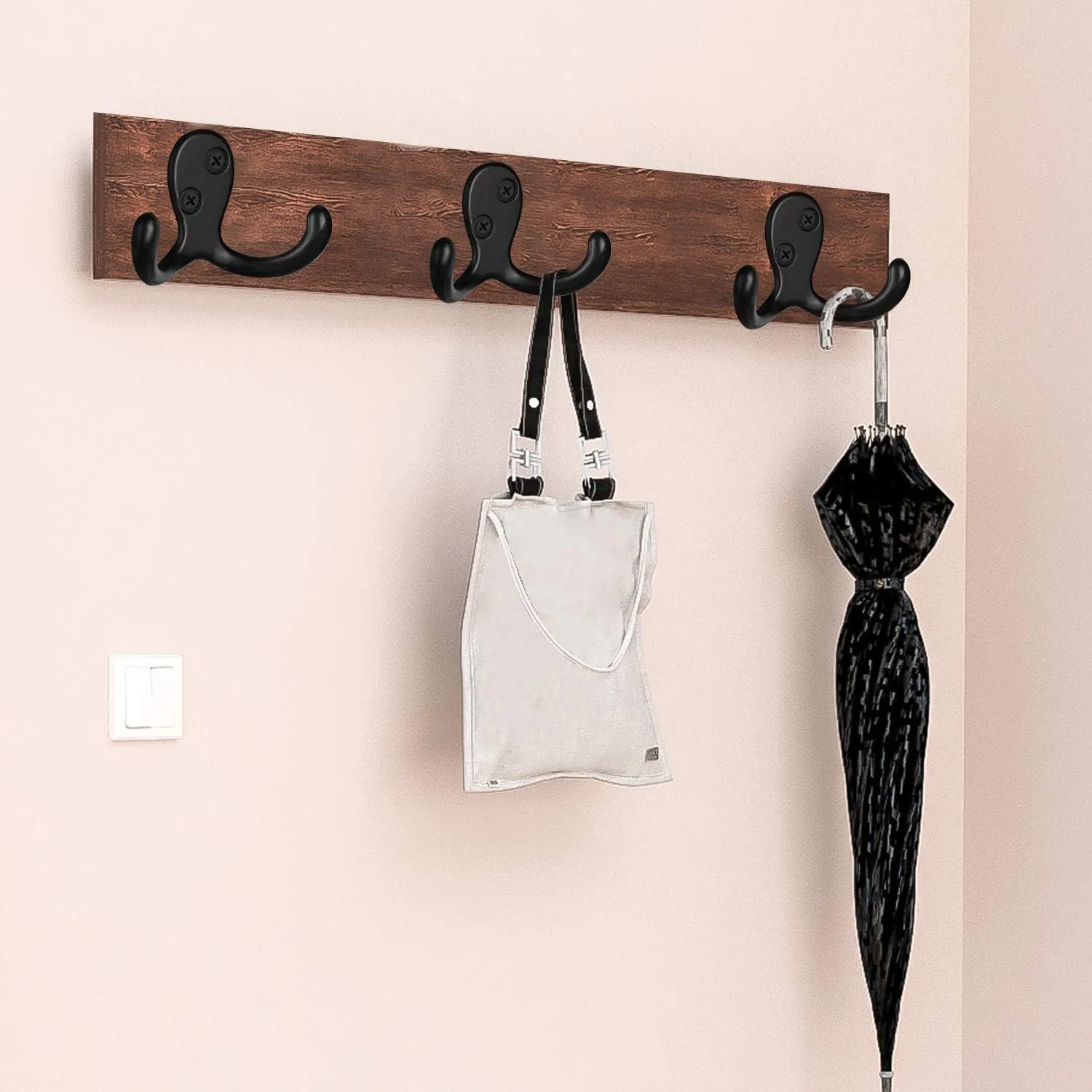IBosins 20 Pack Heavy Duty Double Prong Coat Hooks Wall Mounted with 40 Screws Retro Double Hooks Utility Hooks for Coat, Scarf, Bag, Towel, Key, Cap, Cup, Hat