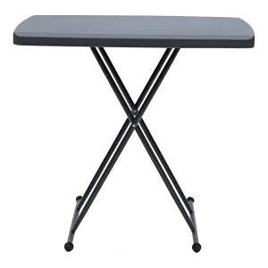 Iceberg Small Camping Personal Folding Table, Heavy Duty Utility Table, Adjustable Height, Charcoal, 19.5” L x 30” W x 28" H