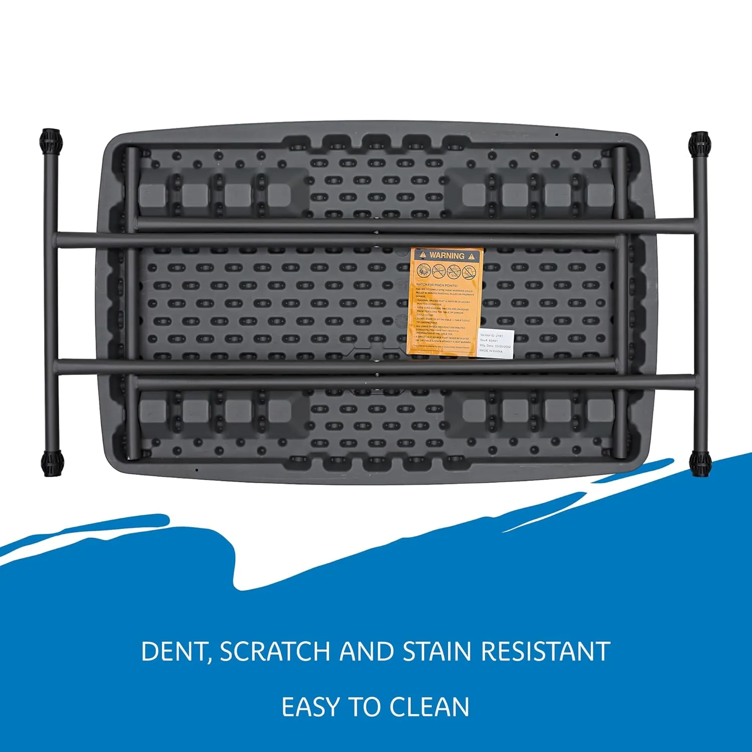 Iceberg Small Camping Personal Folding Table, Heavy Duty Utility Table, Adjustable Height, Charcoal, 19.5” L x 30” W x 28" H
