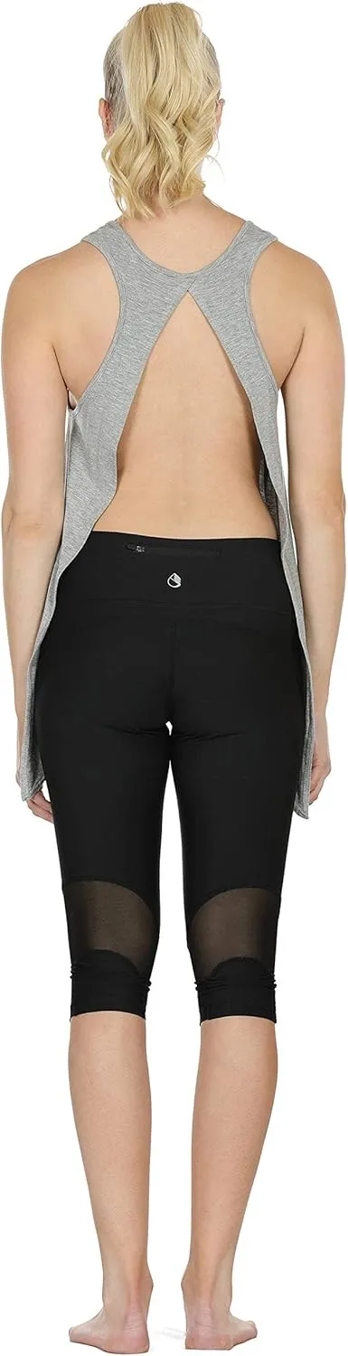 icyzone Tie Back Yoga Tops for Women, Lightweight Workout Athletic Tanks, Breathable Gym Shirts