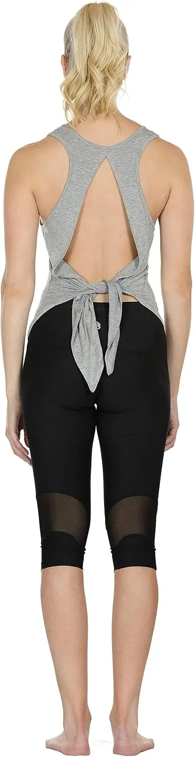 icyzone Tie Back Yoga Tops for Women, Lightweight Workout Athletic Tanks, Breathable Gym Shirts