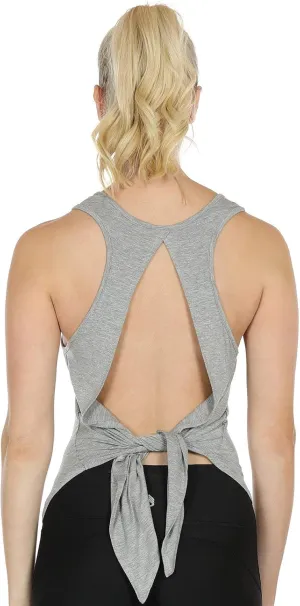 icyzone Tie Back Yoga Tops for Women, Lightweight Workout Athletic Tanks, Breathable Gym Shirts