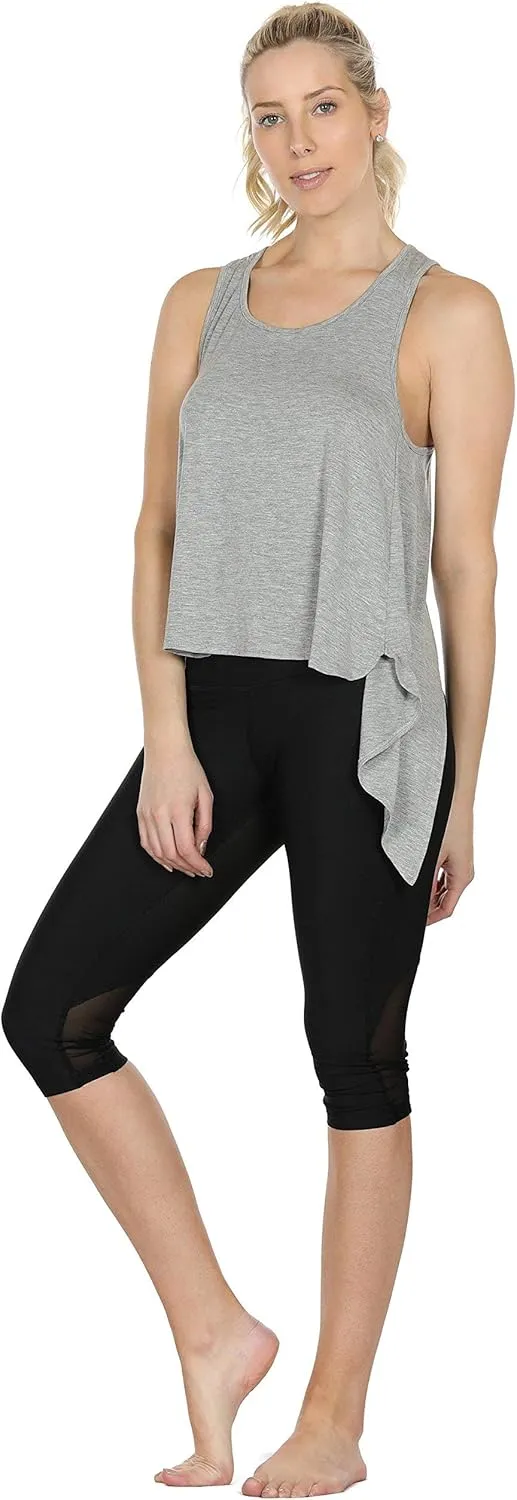 icyzone Tie Back Yoga Tops for Women, Lightweight Workout Athletic Tanks, Breathable Gym Shirts