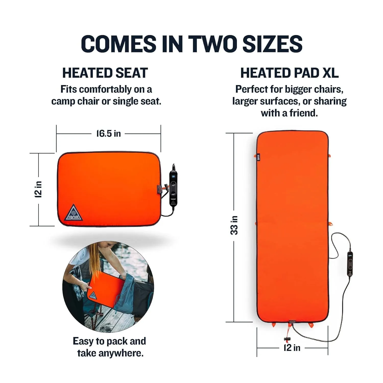 Ignik Backside 12-Volt Powered Heated Seat Pad, Regular, Orange/Blue