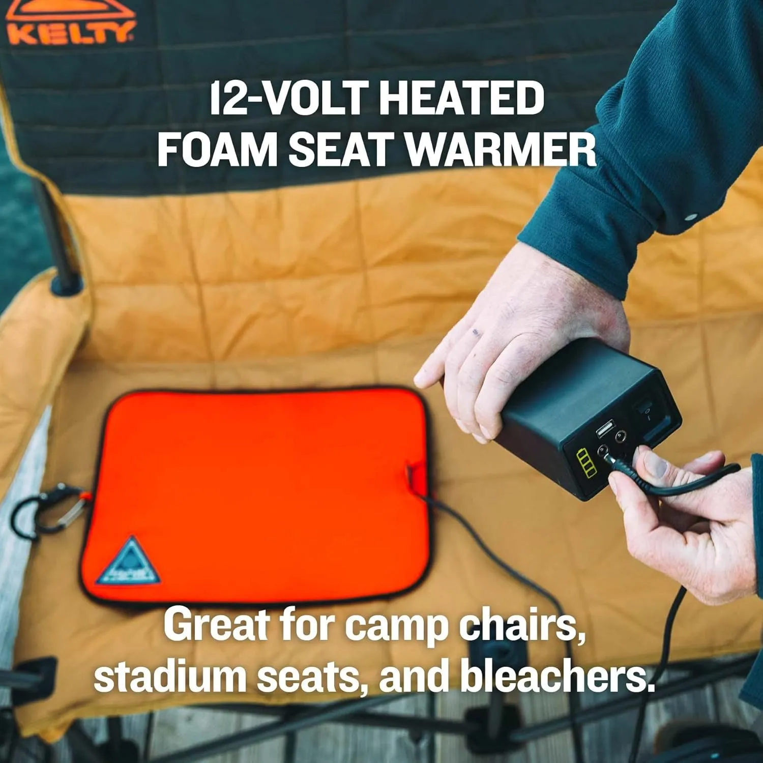 Ignik Backside 12-Volt Powered Heated Seat Pad, Regular, Orange/Blue