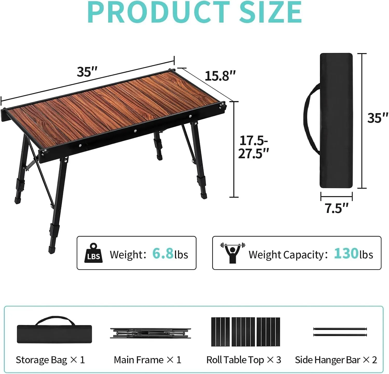 IGT Camping Table with Carry Bag Portable Folding Beach Table for Outdooor Camping, Cooking, Picnic, Beach,BBQ,Boat, Travel (Ink)