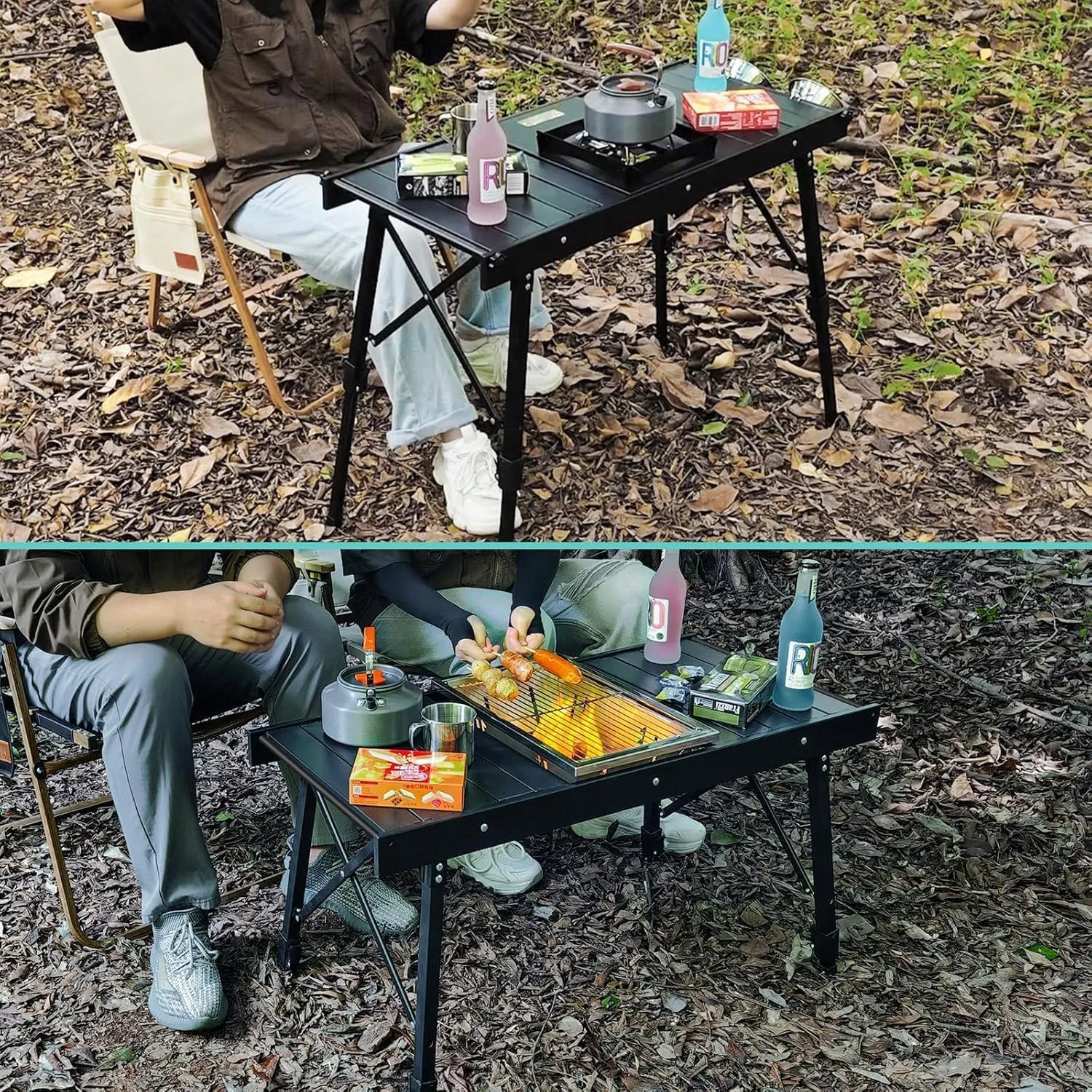 IGT Camping Table with Carry Bag Portable Folding Beach Table for Outdooor Camping, Cooking, Picnic, Beach,BBQ,Boat, Travel (Ink)