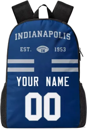 Indianapolis Custom Backpack High Capacity,Laptop Bag Travel Bag,Add Personalized Name And Number£¬Gifts For Football Fans