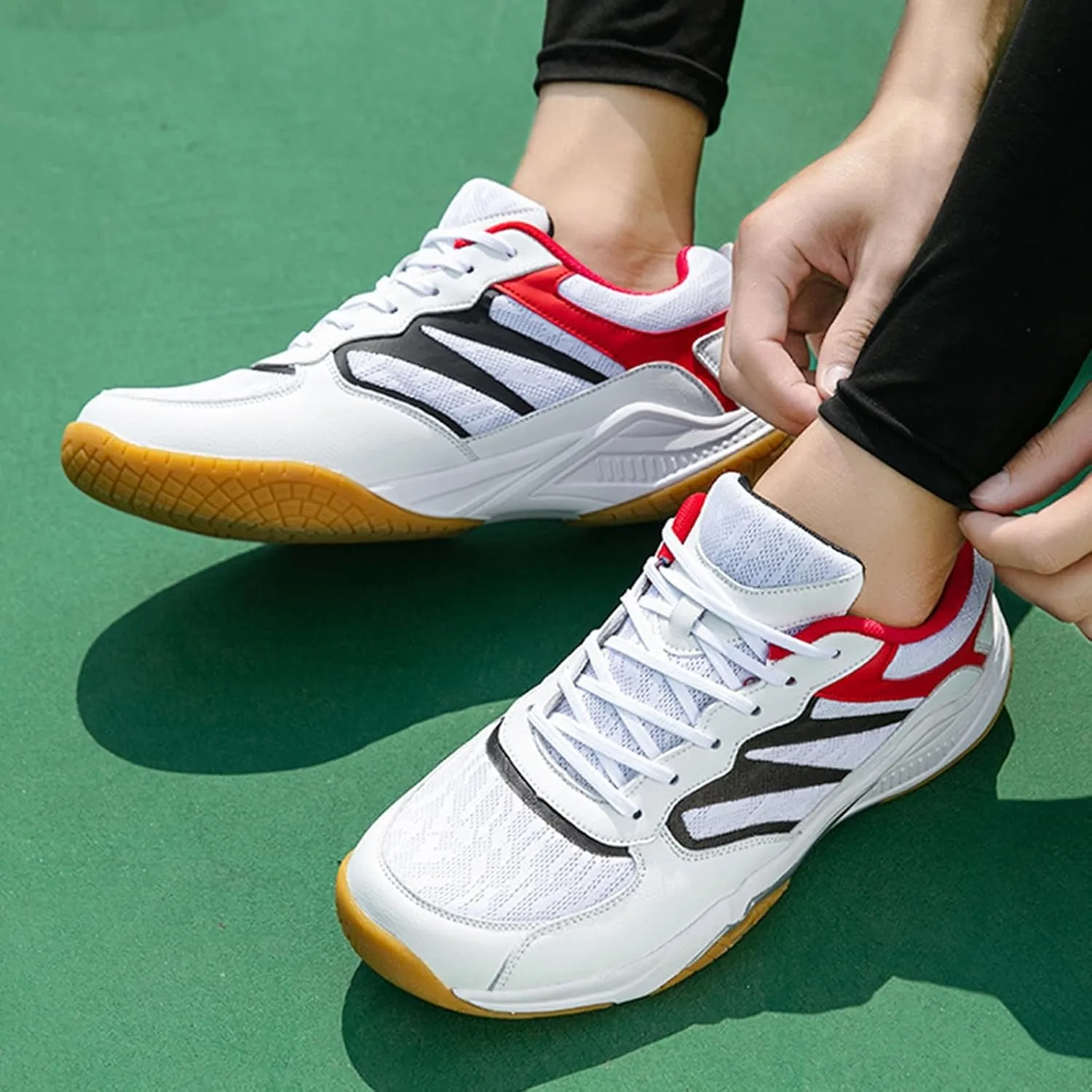 Indoor Court Shoes Mens for Tennis, Non Slip Comfort Lightweight Badminton Table Tennis Sneakers for Volleyball Pickleball Women Boys and Girls