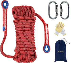 Indoor Outdoor Climbing Rope, Static Rock Climbing Rope for Escape Rope, Ice Climbing Equipment, Fire Safety Rescue Rope, with Non Slip Gloves
