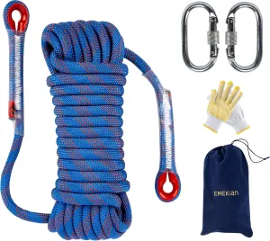 Indoor Outdoor Climbing Rope, Static Rock Climbing Rope for Escape Rope, Ice Climbing Equipment, Fire Safety Rescue Rope, with Non Slip Gloves