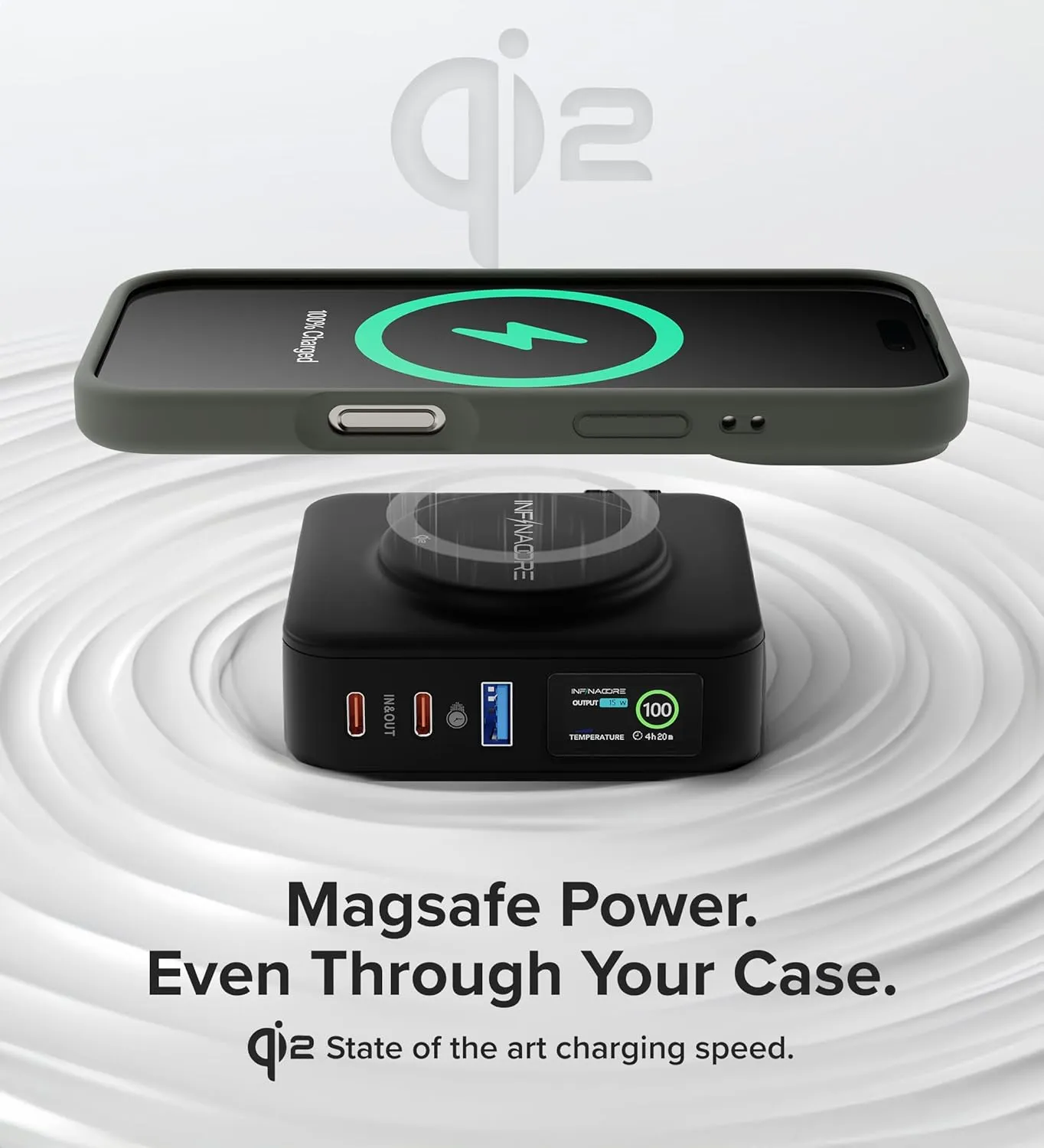 InfinaCore P3 Pro 4 in 1 Travel Power Bank 10,500mAh - 65W Portable USB Charger with Wall Plug US/UK/EU Universal Power Adaptor, Qi2-Certified, Compatible w/MagSafe iPhone 16/15/14/13, Samsung S22/21