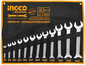 Ingco HKSPA2142 Double open end spanner set packed in canvas bag